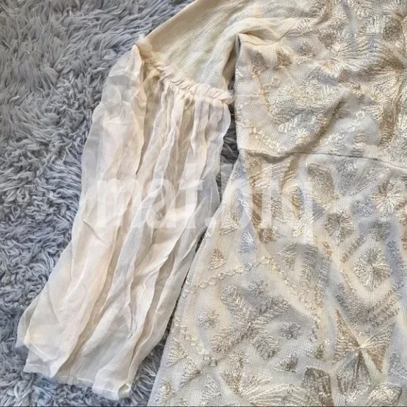 Free People Cleo Embroidered Bell Sleeve High Neck Mini Dress - Picture 4 of 7